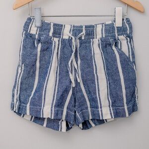 Old Navy Girls Striped Shorts Size 6-7 Blue White Pull On Summer